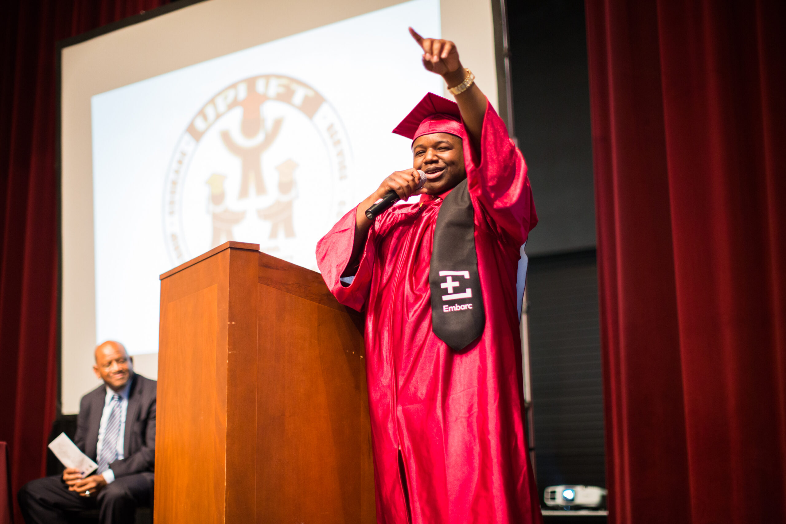 Embarc student speaking at Uplift High School graduation